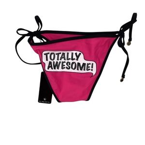 Wildfox Totally Awesome Tie Side Bikini Bottom Hot Pink S
